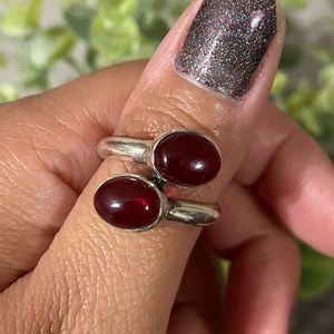 Red onyx silver ring